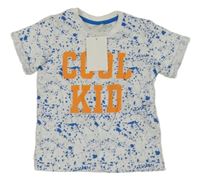 Nové - bílo-modré vzorované tričko s nápisem H&M