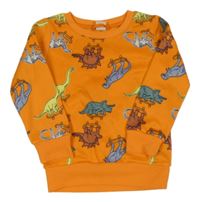 Oranžová mikina s dinosaury 