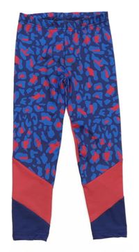 Růžovo-modré sportovní legíny s leopardím vzorem 