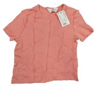 Nové - lososové žebrované crop tričko H&M