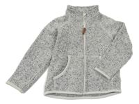 Šedo-bílo-černá melírovaná pletená propínací mikina H&M