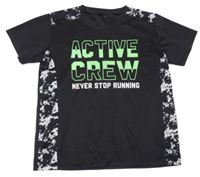 Černo-vzorované sportovní tričko s nápisem Ergeenomixx