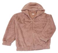 Starorůžová kožešinová podšitá bunda s kapucí F&F