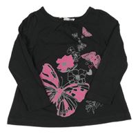 Antracitové triko s motýly H&M