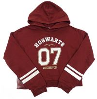 Vínová crop mikina s nápisem a kapucí - Harry Potter H&M