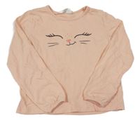 Meruňkové triko s kočkou H&M
