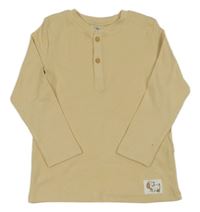 Béžové žebrované triko s knoflíčky 
