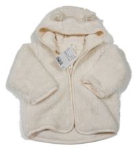 Nové - smetanová huňatá propínací mikina s kapucí H&M
