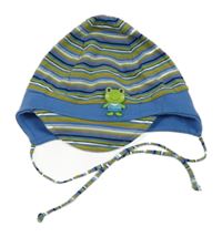 Modro-zelená pruhovaná čepice Pusblu 
