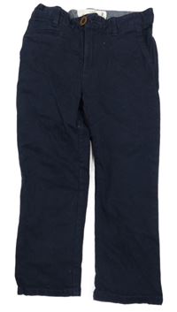 Tmavomodré slim fit chino plátěné kalhoty H&M