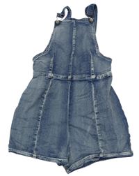 Modré šisované teplákové riflové laclové kraťasy SH Denim