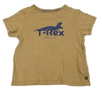 Hnědé tričko s T-Rexem OKaïdi