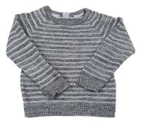Černo-šedo-bílý melírovaný pruhovaný svetr PRIMARK