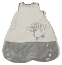 Smetanovo-šedý zateplený spací pytel s medvídkem My Little Bear