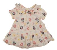 Růžové květované mušelínové šaty s Minnie a límečkem Primark