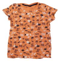 Oranžové tričko s palmami a brýlemi Kiki&Koko