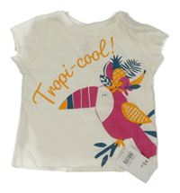 Nové - smetanové tričko s tukanem a nápisem Mothercare