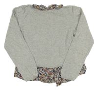 Šedý svetr s květovanými halenkovými prvky H&M