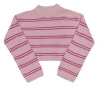 Růžový pruhovaný crop svetr H&M