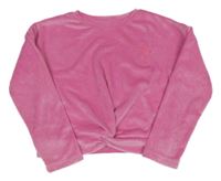 Růžová plyšová žebrovaná crop mikina s hvězdami Dunnes