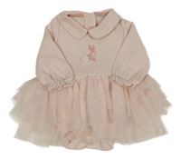 Světlerůžové body s králíčkem a vrstvenou tylovou sukní a límečkem Mothercare