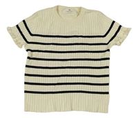 Smetanovo-černé pruhované pletené tričko H&M
