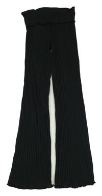 Černé žebrované flare legíny H&M