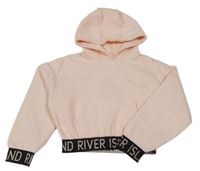 Světlerůžová crop mikina s kapucí River Island