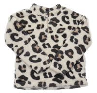 Bílo-šedá chlupatá leopardí mikina Matalan