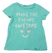 Světlezelené tričko s nápisem a smajlíkem H&M
