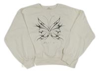 Bílá crop mikina s motýlem H&M