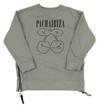 Šedá mikina s nápisem Pacha