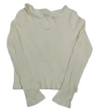 Smetanové žebrované crop triko Primark