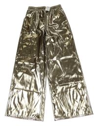 Nové - Zlaté culottes koženkové kalhoty F&F