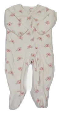 Pudrový fleecový overal s kytičkami George