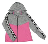 Šedo-neonově růžová sportovní propínací mikina s kapucí H&M