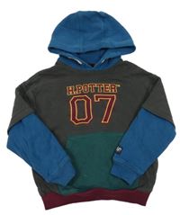 Antracitovo-petrolejovo-zelená mikina s číslem a kapucí - Harry Potter M&S