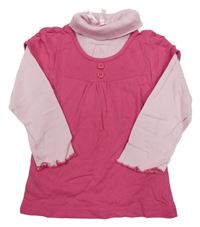 Světle-tmavorůžový rolák s knoflíčky 