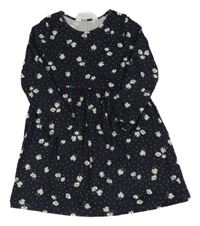 Tmavomodré puntíkaté šaty s květy H&M