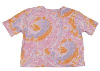 Růžovo-lila-oranžové batikované crop tričko Primark
