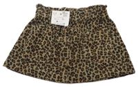 Nové - Pískovo-černo-hnědá manšestrová sukně s leopardím vzorem Zara
