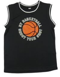 Černé sportovní tílko s míčem Zeeman