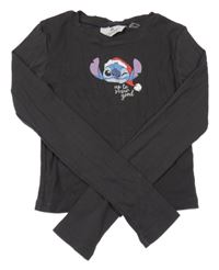 Tmavošedé žebrované triko se Stitchem H&M