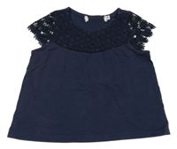 Tmavomodré tričko s krajkou H&M