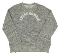 Šedá melírovaná mikina s logem Abercrombie&Fitch