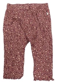 Starorůžové žebrované legíny s leopardím vzorem Staccato 