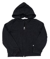 Černá puntíkatá propínací mikina s kapucí H&M