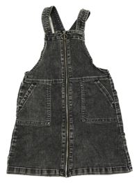 Šedo-bílé elastické riflové laclové šaty H&M