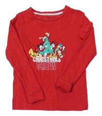 Červené vánoční triko s Minnie a Mickeym Disney