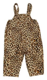 Béžovo-černé leopardí laclové kalhoty Shein